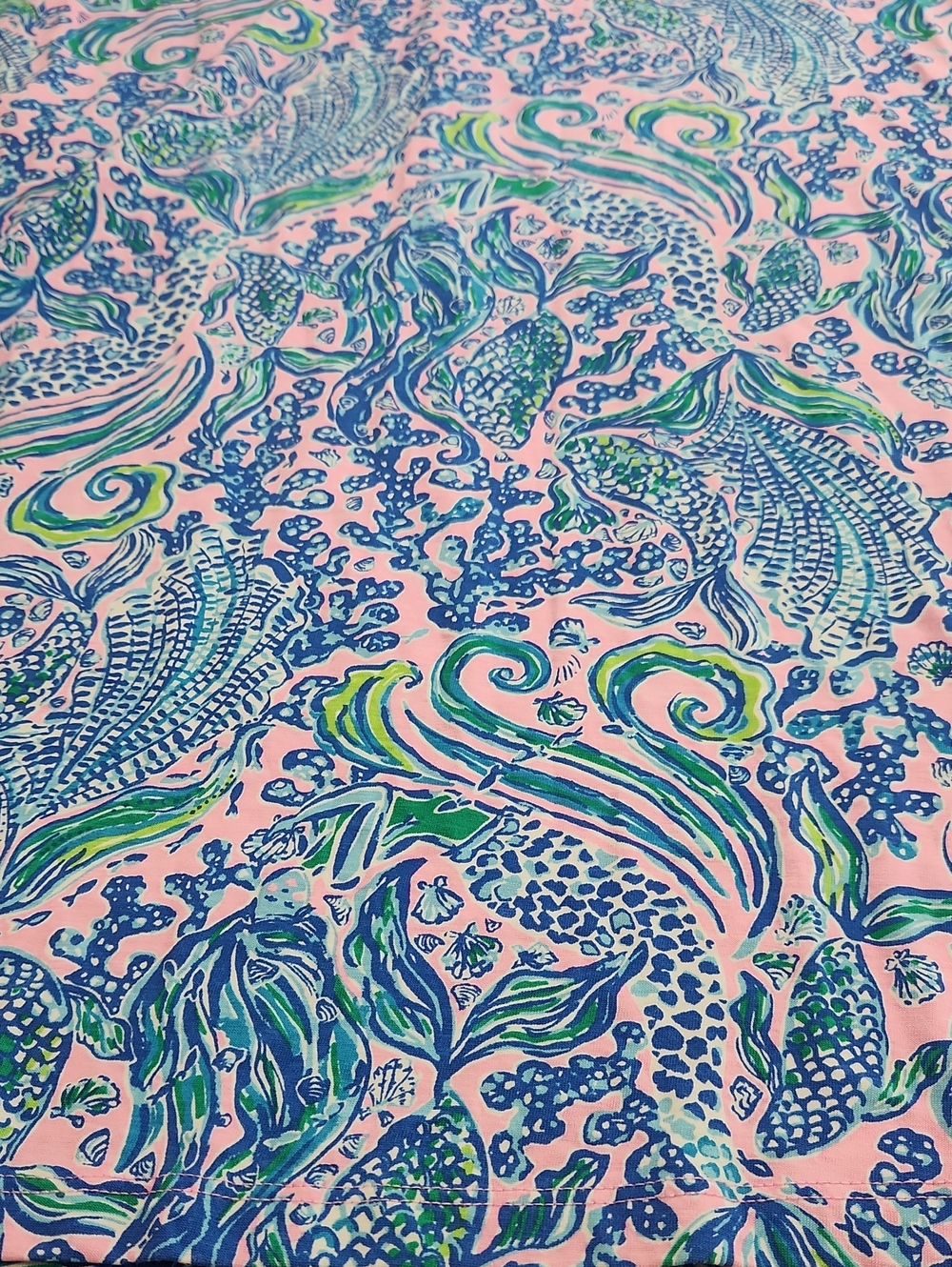 Lilly Pulitzer Etta Short Sleeve V-Neck Dress L We Mermaid It Pima Cotton Large - Picture 10 of 14